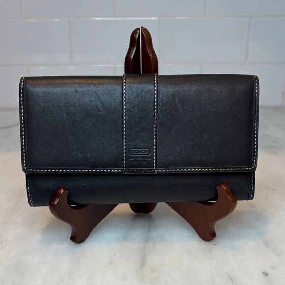 Coach Wallet Signature Stripe Leather Full Sized Wallet (#2) - Picture 1 of 15